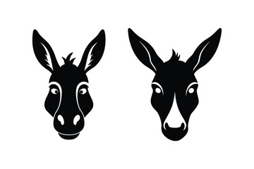 Donkey Head  silhouette Vector bundle  illustration, Set of Donkey Head  silhouette 
