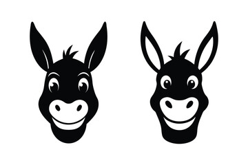 Donkey Head  silhouette Vector bundle  illustration, Set of Donkey Head  silhouette 