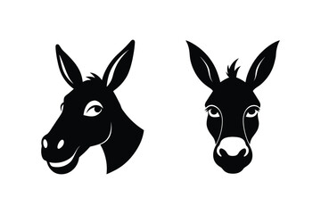 Donkey Head  silhouette Vector bundle  illustration, Set of Donkey Head  silhouette 