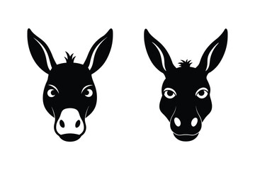 Donkey Head  silhouette Vector bundle  illustration, Set of Donkey Head  silhouette 