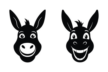 Donkey Head  silhouette Vector bundle  illustration, Set of Donkey Head  silhouette 