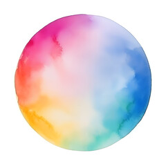 Watercolor spot featuring a vibrant rainbow circle isolated on white background
