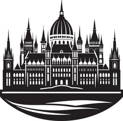 Obraz premium Modern city skyline in black and white silhouette style, Ideal for prints, branding, websites, and commercial projects.
