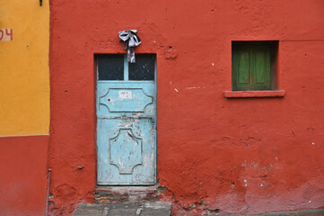 Colorful colonial style building, Yucatan, Mexico