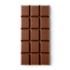 Obraz premium Milk Chocolate bar top view, isolated on a white background