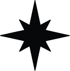 Fototapeta premium A shiny silver star, a classic Christmas decoration symbol with a 3D metallic shine, sits on a black background, an elegant holiday design element