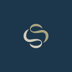 Minimalist and elegant abstract logo featuring a stylized "S" lettermark, created with flowing, interconnected lines. The design is set against a deep navy background. Perfect for branding, business