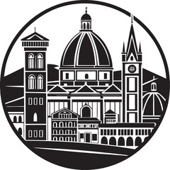 Fototapeta premium Modern city skyline in black and white silhouette style, Ideal for prints, branding, websites, and commercial projects.