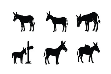 Donkey silhouette Vector bundle  illustration, Set of Donkey silhouette 