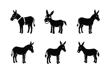 Donkey silhouette Vector bundle  illustration, Set of Donkey silhouette 