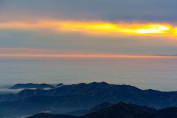 Sunset Over Mountain Range in Sequoia National Park California