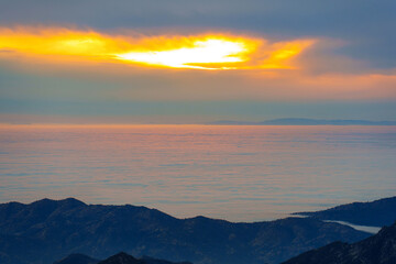 Stunning Sunset Over Mountains in Sequoia National Park California