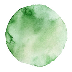 Green watercolor brush stroke and splashing for circle shape clip art illustration