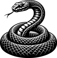 Snake With Flowers Silhouette Illustration, Vector Art