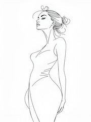 Fototapeta premium Abstract female woman, drawing with one continuos line. Fashion art
