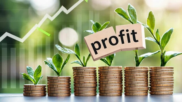Profit Text with Financial Growth Graph/財務成長グラフのプロフィットテキスト3