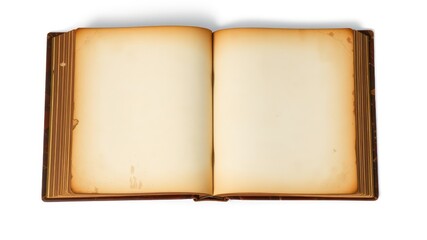 Naklejka premium An antique book with aged, blank pages open and ready for your text or images.