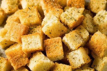 Homemade Dry Crunchy Croutons with Parmesan