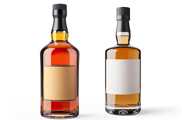Clear Glass Bottle with Blank Label on a Transparent Background