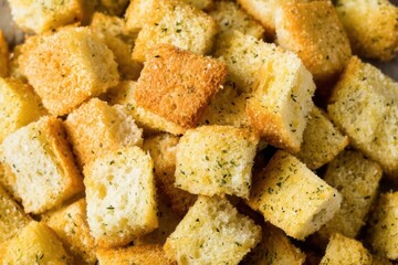 Homemade Dry Crunchy Croutons with Parmesan