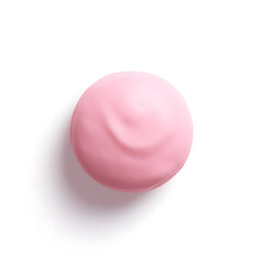 Realistic smooth, pastel pink chewy sphere isolated on white background