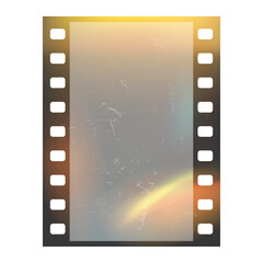 Fototapeta premium Film frame photo strip with light leak effect. 35 mm film tape format. Retro scratched overlay filter effect. Vertical video tape border template. Empty frame with flare gradient