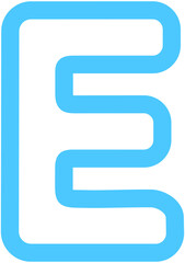 Blue Outline Alphabet E
