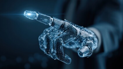 Holographic AI agent symbolizing agentic autonomy in business partnerships, driven by AGI tech.