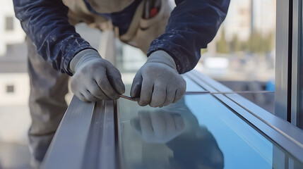 Worker Installing Window Seal