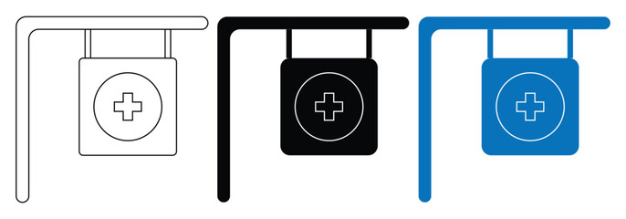 hospital sign board healthcare medical icon set, medical icon isolated on white