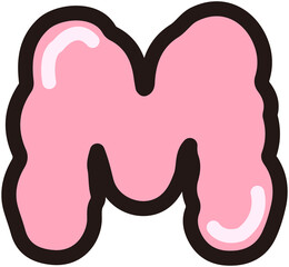 Cute Pink Cloud Bubble Alphabet M
