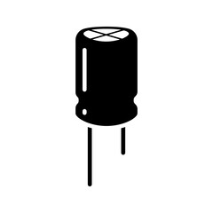 Electrolytic capacitor component icon isolated on white background.