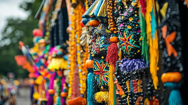 A close-up of a Juneteenth parade float with African American cultural symbols and decorations digital