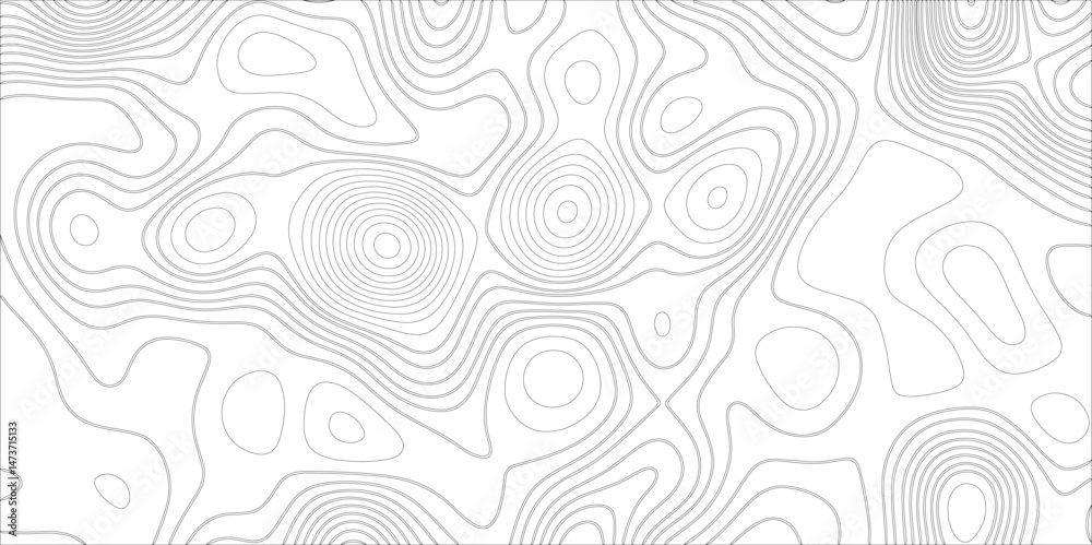 Aufkleber Ocean topographic line map with curvy wave isolines vector illustration. Abstract topographic contours map background, Vector contour topographic map. Cartography texture abstract banner use.	