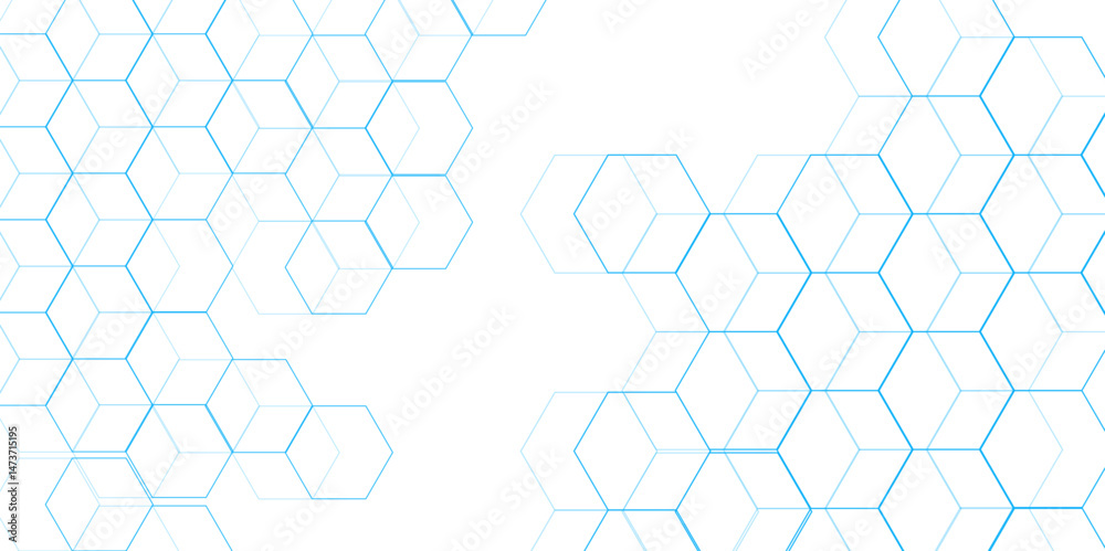Poster Modern simple style seamless pattern with hexagonal graphic design. Geometric art deco texture mosaic white background. abstract molecular structures in technology, wallpaper background, vector.	