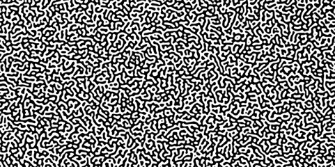 Turing reaction diffusion monochrome seamless pattern with chaotic motion .Linear design with biological shapes. Organic lines in memphis. abstract turing organic wallpaper background .	