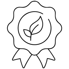 Flat vector badge with leaf and checkmark icon for natural product design