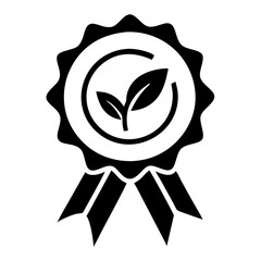 Green product badge with checkmark icon flat natural design symbol vector illustration