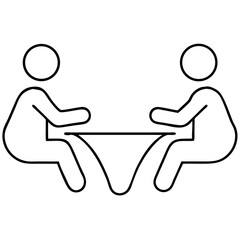 Fototapeta premium Silhouette design illustrating people working together at shared table co working environment