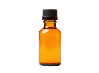 little brown bottle of medicine or liquid isolated on white or transparent png