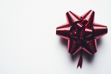 Red gift bow on white background (2)