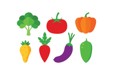 set of vegetables isolated on white