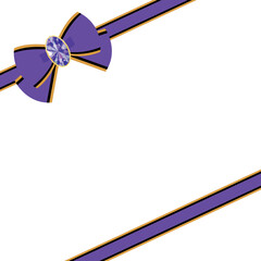 Gorgeous jewelry ribbon frame illustration antique fashionable decoration material Purple / 豪華な宝石があしらわれたリボンフレームイラストアンティーク オシャレ 装飾 素材 紫