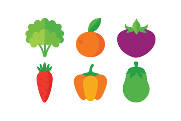 set of vegetables isolated on white