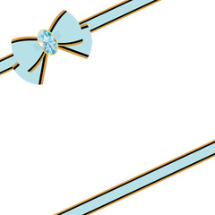 Gorgeous jewelry ribbon frame illustration antique fashionable decoration material Pastel Cyaan / 豪華な宝石があしらわれたリボンフレームイラストアンティーク オシャレ 装飾 素材 パステル 水色