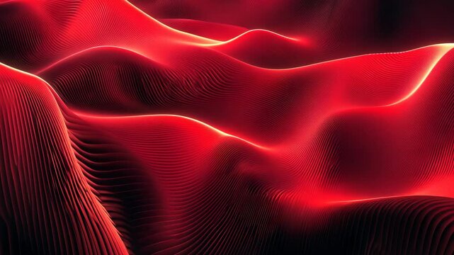 Abstract red waves with flowing lines create dynamic visual effects and vibrant experience.