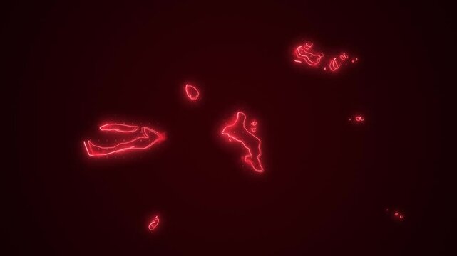 Neon Red Seychelles Map Borders Outline Loop Background