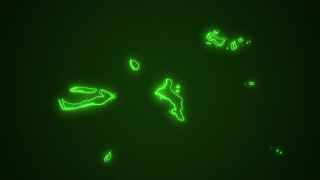 Neon Green Seychelles Map Borders Outline Loop Background