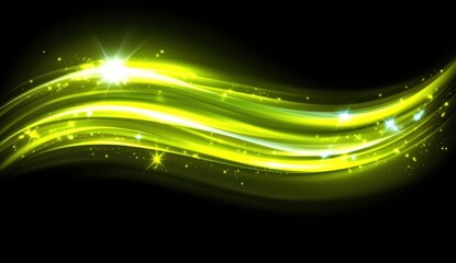 Obraz premium Vibrant lime green waves with sparkling highlights