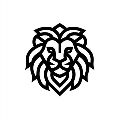 Monochrome lion head logo illustration with minimalist line art aesthetic